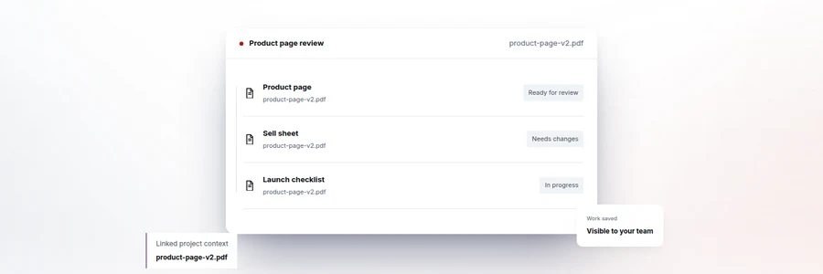 hubOS document review with linked project feedback